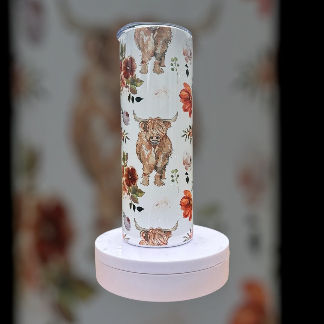 Boho Highland Cow 20 Ounce Tumbler